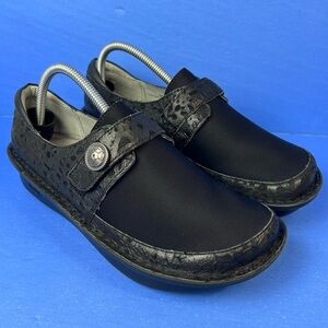 Alegria Dena Black Delicut Leather Neoprene Dream Fit Shoes Size 38 US/8-8.5